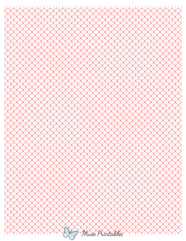 5 mm Red Axonometric Graph Paper : Letter-sized paper (8.5 x 11)