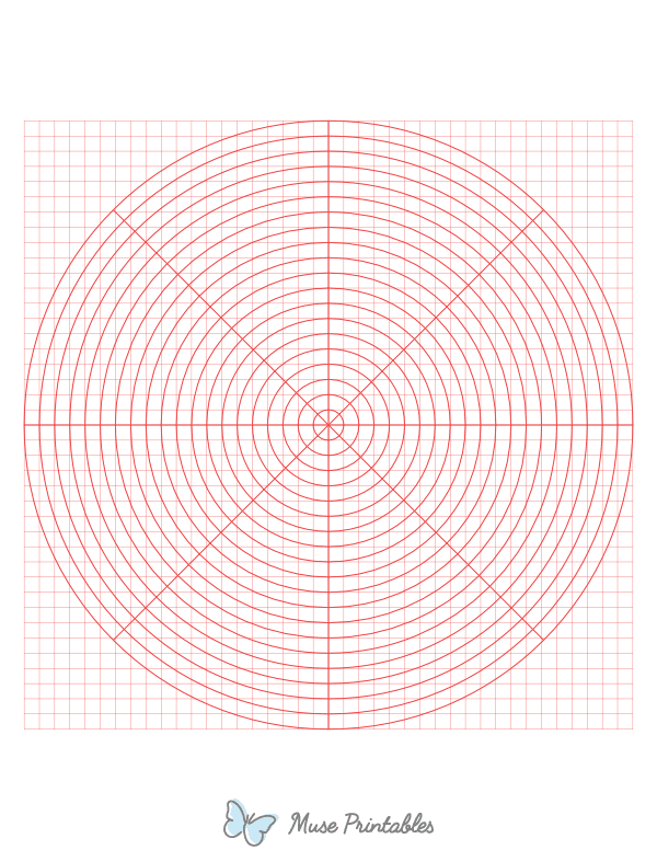 5 mm Red Circular Graph Paper : Letter-sized paper (8.5 x 11)