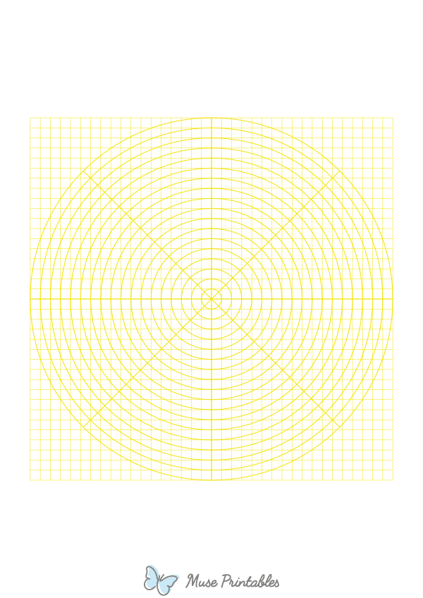 5 mm Yellow Circular Graph Paper : A4-sized paper (8.27 x 11.69)
