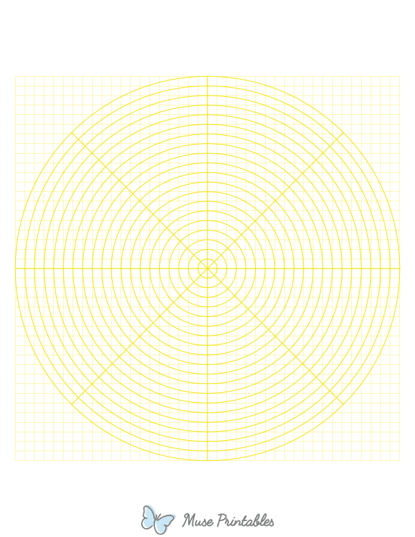 5 mm Yellow Circular Graph Paper : Letter-sized paper (8.5 x 11)