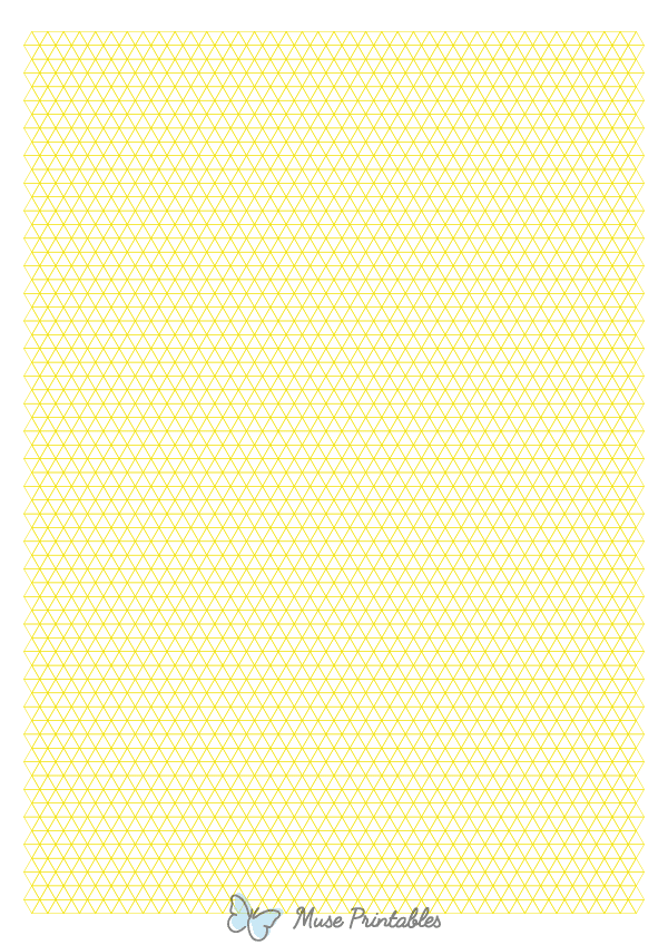 5 mm Yellow Triangle Graph Paper : A4-sized paper (8.27 x 11.69)