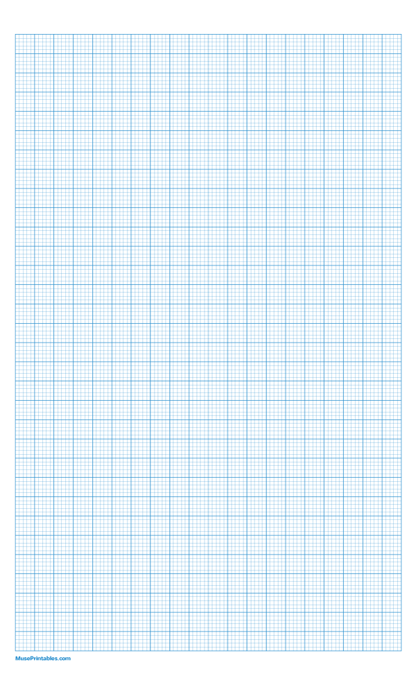 5 Squares Per Centimeter Blue Graph Paper : Legal-sized paper (8.5 x 14)