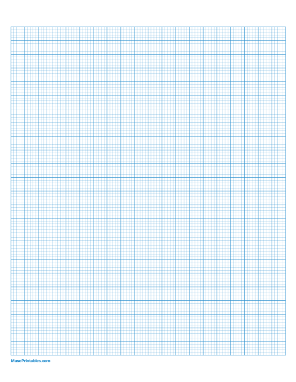 5 Squares Per Centimeter Blue Graph Paper : Letter-sized paper (8.5 x 11)