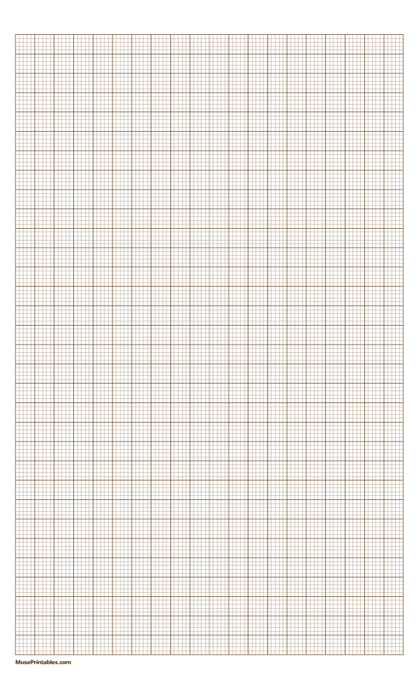 5 Squares Per Centimeter Brown Graph Paper : Legal-sized paper (8.5 x 14)