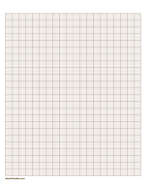5 Squares Per Centimeter Brown Graph Paper : Letter-sized paper (8.5 x 11)