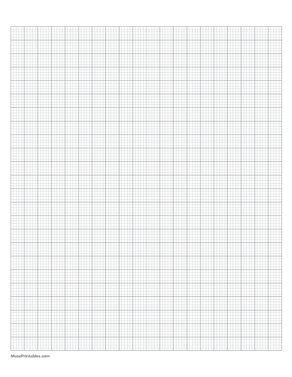 5 Squares Per Centimeter Gray Graph Paper : Letter-sized paper (8.5 x 11)