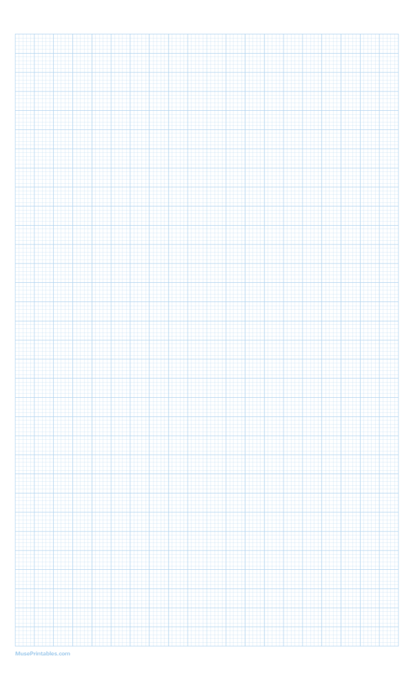 5 Squares Per Centimeter Light Blue Graph Paper : Legal-sized paper (8.5 x 14)
