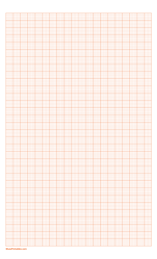 5 Squares Per Centimeter Orange Graph Paper : Legal-sized paper (8.5 x 14)