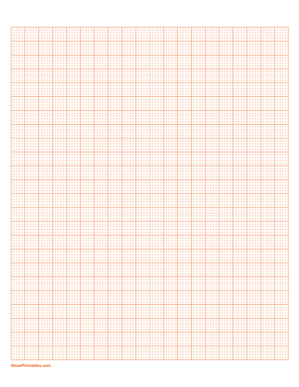5 Squares Per Centimeter Orange Graph Paper : Letter-sized paper (8.5 x 11)