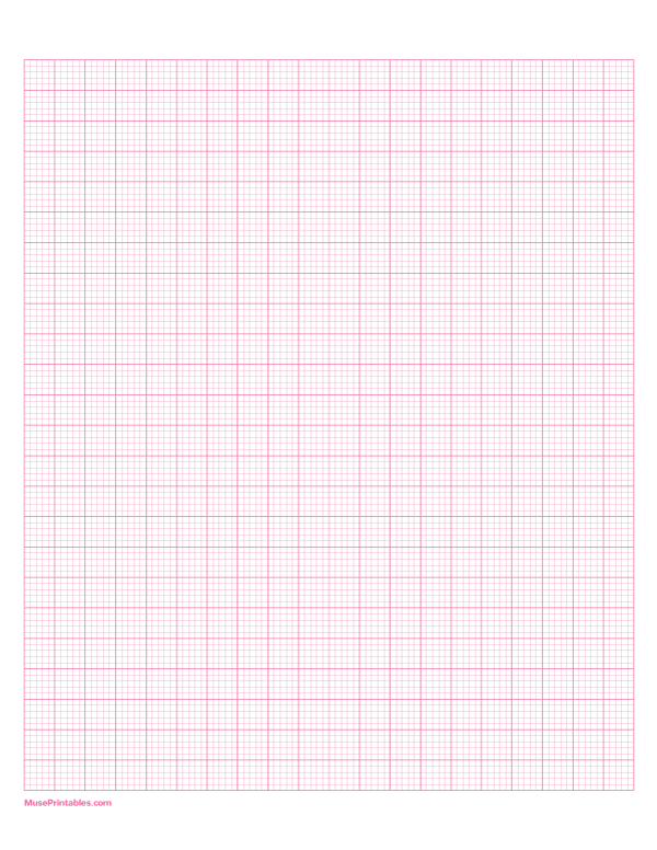 5 Squares Per Centimeter Pink Graph Paper : Letter-sized paper (8.5 x 11)