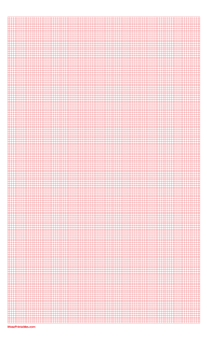 5 Squares Per Centimeter Red Graph Paper  - Legal