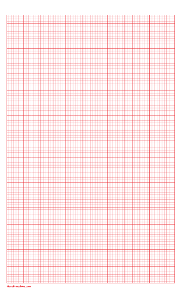 5 Squares Per Centimeter Red Graph Paper : Legal-sized paper (8.5 x 14)