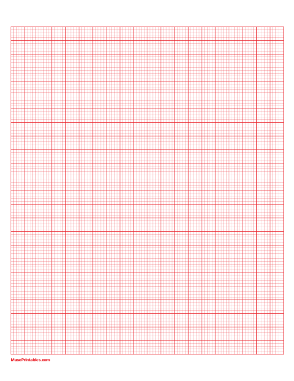 5 Squares Per Centimeter Red Graph Paper : Letter-sized paper (8.5 x 11)