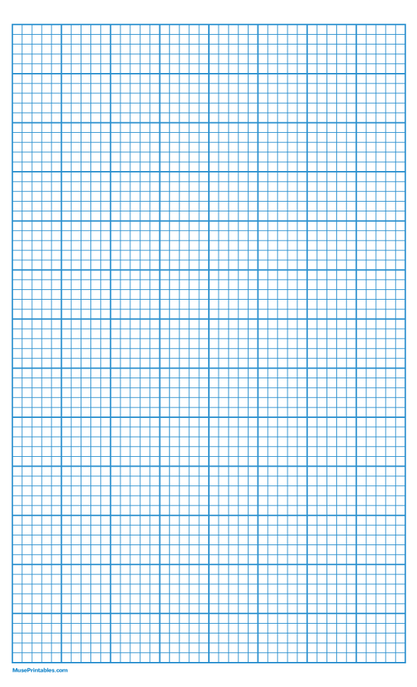 5 Squares Per Inch Blue Graph Paper : Legal-sized paper (8.5 x 14)