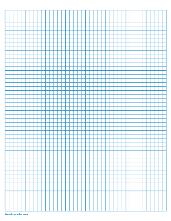 5 Squares Per Inch Blue Graph Paper : Letter-sized paper (8.5 x 11)