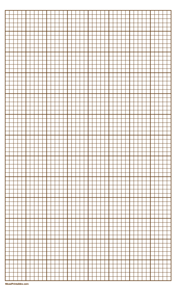 5 Squares Per Inch Brown Graph Paper : Legal-sized paper (8.5 x 14)