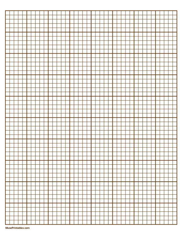 5 Squares Per Inch Brown Graph Paper : Letter-sized paper (8.5 x 11)
