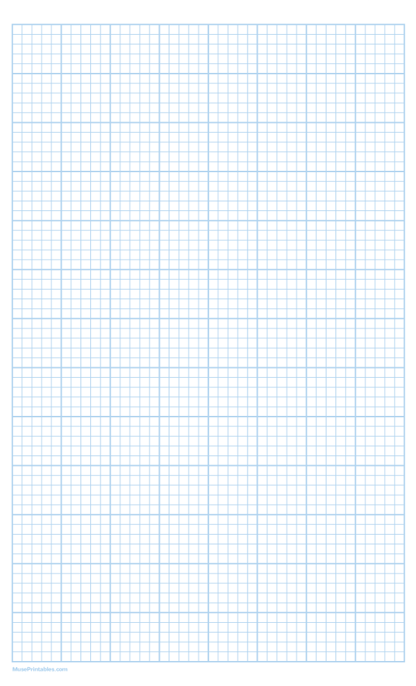 5 Squares Per Inch Light Blue Graph Paper : Legal-sized paper (8.5 x 14)