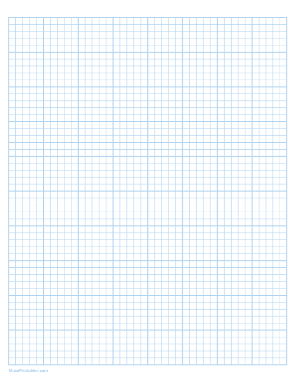 5 Squares Per Inch Light Blue Graph Paper : Letter-sized paper (8.5 x 11)