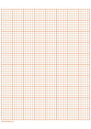 5 Squares Per Inch Orange Graph Paper  - A4