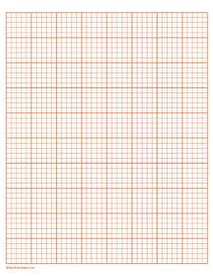 5 Squares Per Inch Orange Graph Paper  - Letter