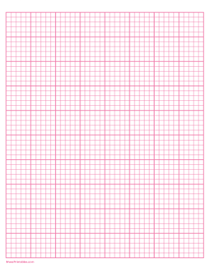5 Squares Per Inch Pink Graph Paper  - Letter