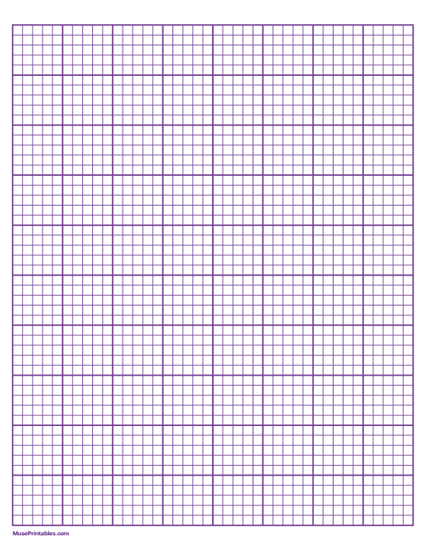 5 Squares Per Inch Purple Graph Paper : Letter-sized paper (8.5 x 11)