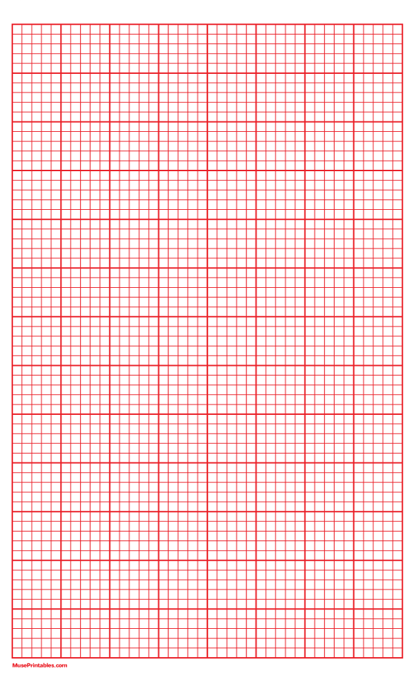 5 Squares Per Inch Red Graph Paper : Legal-sized paper (8.5 x 14)