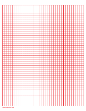 5 Squares Per Inch Red Graph Paper  - Letter
