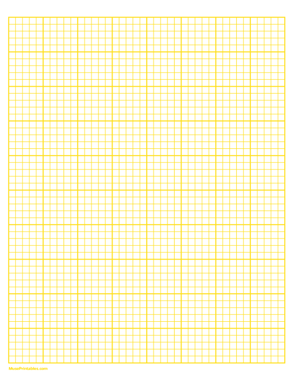 5 Squares Per Inch Yellow Graph Paper : Letter-sized paper (8.5 x 11)