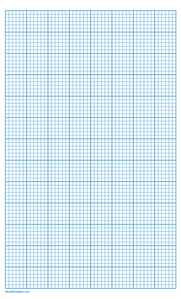 6 Squares Per Inch Blue Graph Paper : Legal-sized paper (8.5 x 14)