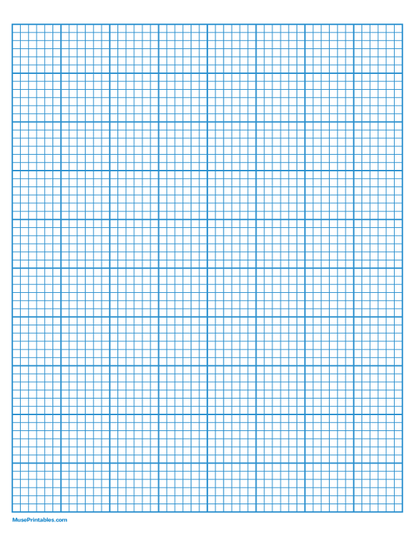 6 Squares Per Inch Blue Graph Paper : Letter-sized paper (8.5 x 11)