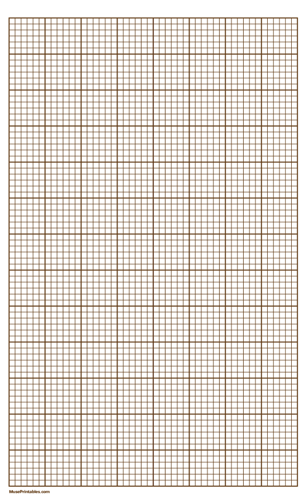 6 Squares Per Inch Brown Graph Paper : Legal-sized paper (8.5 x 14)
