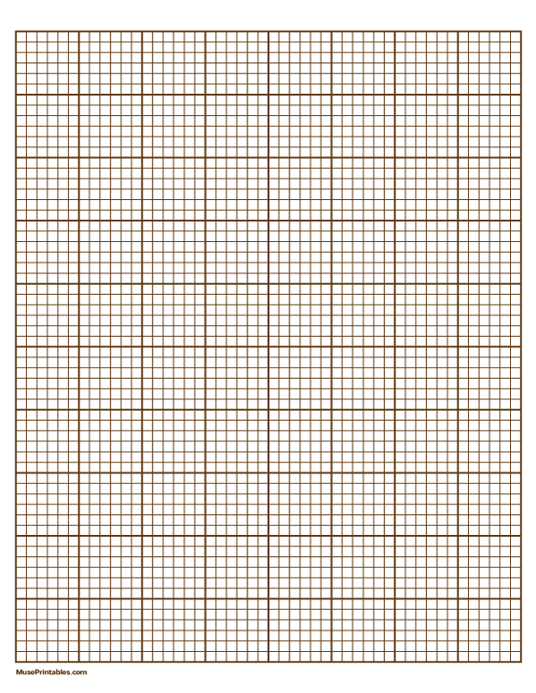 6 Squares Per Inch Brown Graph Paper : Letter-sized paper (8.5 x 11)