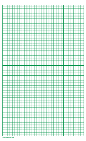6 Squares Per Inch Green Graph Paper  - Legal