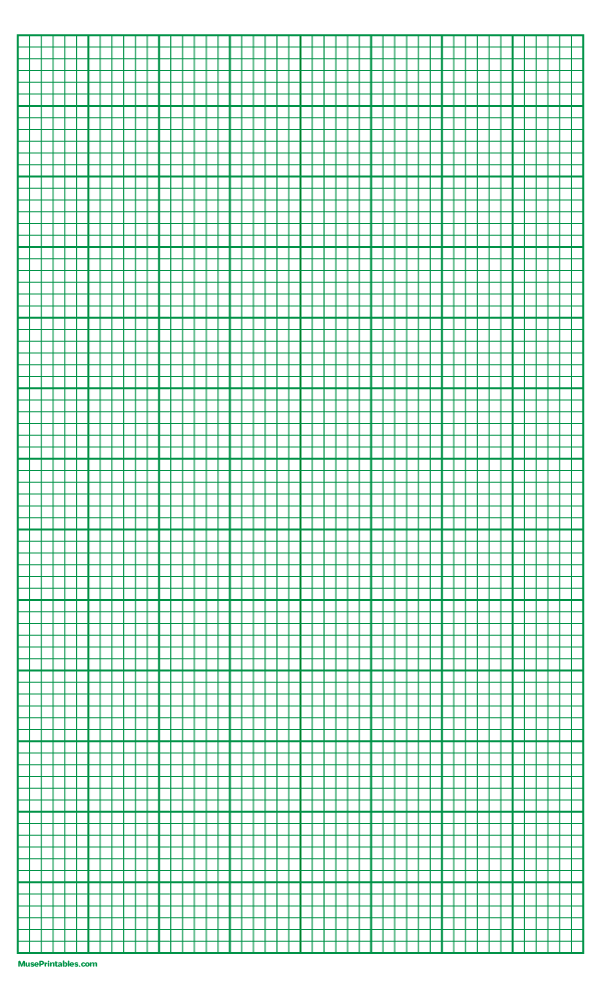 6 Squares Per Inch Green Graph Paper : Legal-sized paper (8.5 x 14)