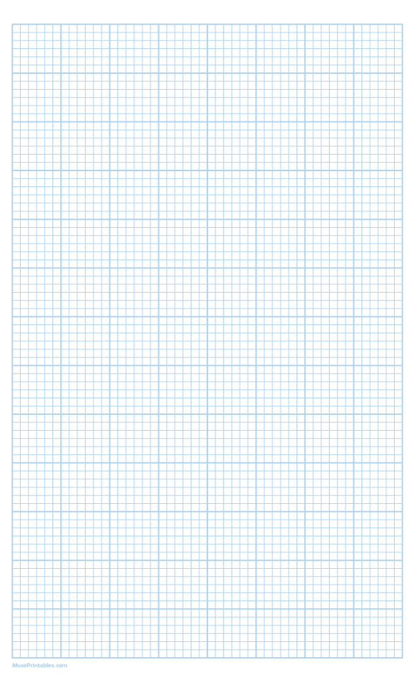 6 Squares Per Inch Light Blue Graph Paper : Legal-sized paper (8.5 x 14)