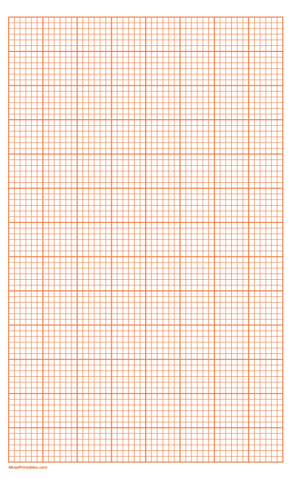 6 Squares Per Inch Orange Graph Paper : Legal-sized paper (8.5 x 14)
