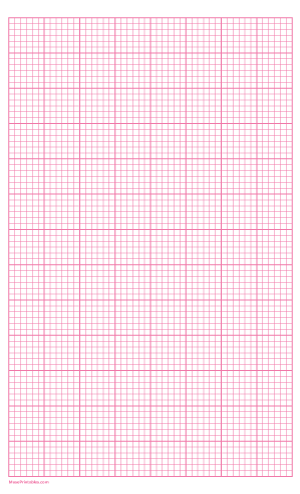 6 Squares Per Inch Pink Graph Paper  - Legal