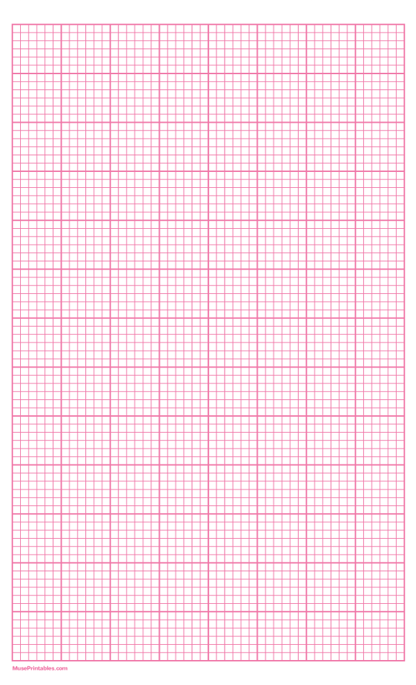6 Squares Per Inch Pink Graph Paper : Legal-sized paper (8.5 x 14)