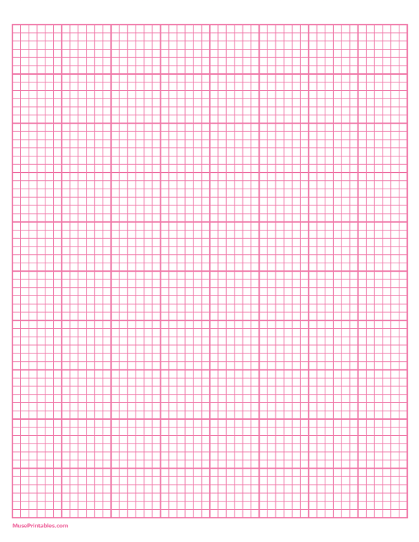 6 Squares Per Inch Pink Graph Paper : Letter-sized paper (8.5 x 11)