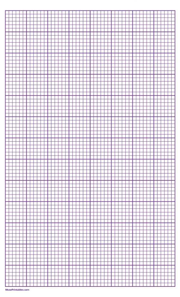 6 Squares Per Inch Purple Graph Paper : Legal-sized paper (8.5 x 14)