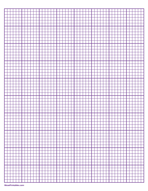 6 Squares Per Inch Purple Graph Paper : Letter-sized paper (8.5 x 11)
