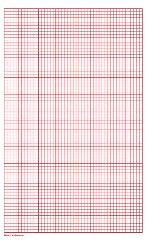 6 Squares Per Inch Red Graph Paper  - Legal