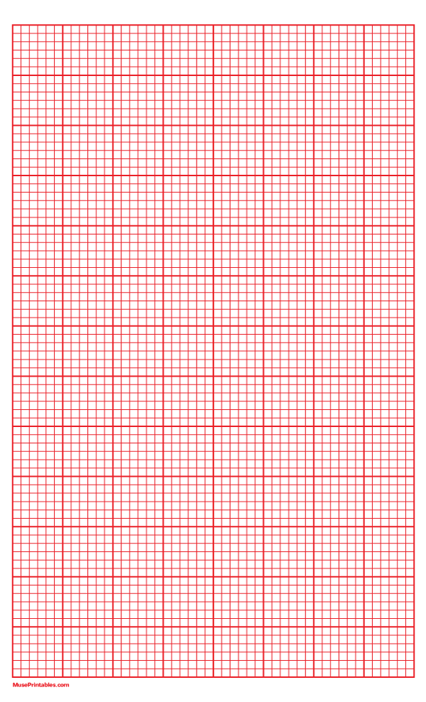 6 Squares Per Inch Red Graph Paper : Legal-sized paper (8.5 x 14)
