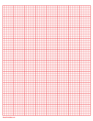 6 Squares Per Inch Red Graph Paper  - Letter