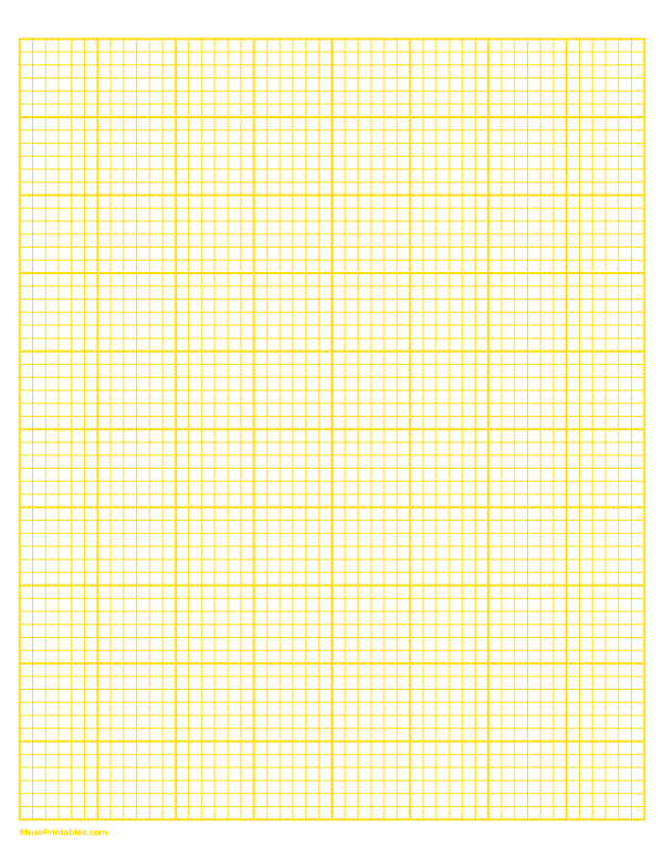 6 Squares Per Inch Yellow Graph Paper : Letter-sized paper (8.5 x 11)