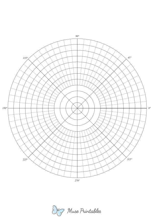 64 Spoke Degrees Polar Graph Paper : A4-sized paper (8.27 x 11.69)