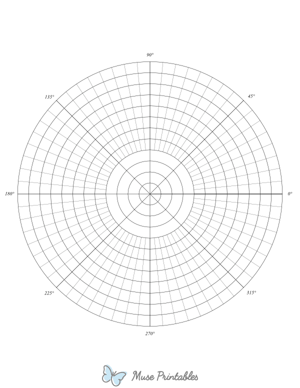 64 Spoke Degrees Polar Graph Paper : Letter-sized paper (8.5 x 11)