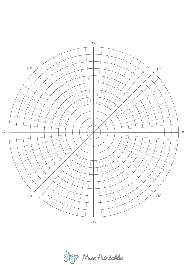 64 Spoke Radians Polar Graph Paper : A4-sized paper (8.27 x 11.69)
